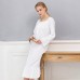 White Long Sleeves Cotton Maxi Nightgown