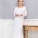 White Long Sleeves Cotton Maxi Nightgown