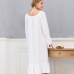 White Long Sleeves Cotton Maxi Nightgown