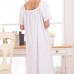 White Short Sleeves Cotton Nightgown