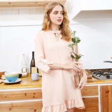 Pink Half Sleeves Cotton Nightgown