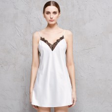 White Lace Panel Slit Chemise