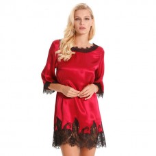 Red Lace Trimmed Half Sleeves Chemise