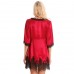 Red Lace Trimmed Half Sleeves Chemise