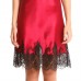 Red Lace Trimmed Silk Chemise