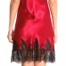 Red Lace Trimmed Silk Chemise