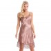 Pink Hollow Lace Trimmed Silk Chemise