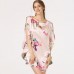 Pink  Floral Print Flared Sleeves Nightgown