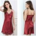 Burgundy Spaghetti Lace Edged Chemises