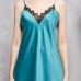 Green Lace Panel Slit Chemise