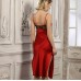 Red Sheer Lace Panel Silk Chemise