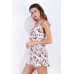 White Floral Print Spaghetti Straps Ruffled Camis With Shorts