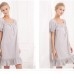 Grey Square Neck Short Sleeves Nightgown