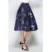 Blue Floral Print A Line Skirt