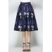 Blue Floral Print A Line Skirt