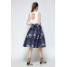 Blue Floral Print A Line Skirt