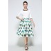 Green Print A Line Skirt