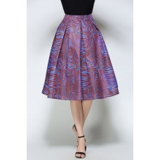 Purple Print A Line Skirt