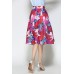 Red Floral Print Pleated Skirt