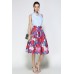 Red Floral Print Pleated Skirt