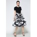 Black Floral Print Pleated Skirt