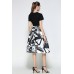 Black Floral Print Pleated Skirt