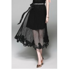 Black Lace Hemmed Skirt