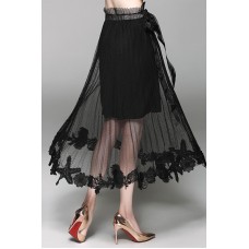 Black Lace Hemmed Skirt