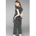 Black Striped Short Sleeves Belt Top With Cropped Pants