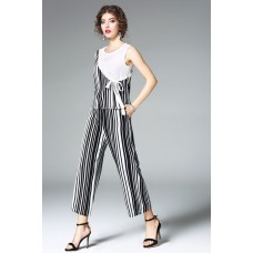 Black Striped Tank Top With Pants