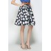 Navy Blue Floral Print Knee Length Skirt