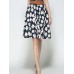 Navy Blue Floral Print Knee Length Skirt