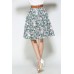 Green Leaves Print Knee Length Skirt