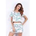 Blue Print Short Sleeves Cropped Top With Shorts