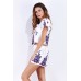 White Floral Print Short Sleeves Top With Shorts