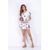 White Floral Print Short Sleeves Top With Shorts